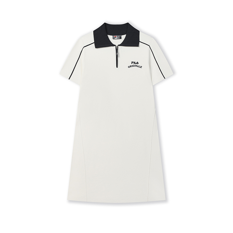 

FILA Оригинальное короткое платье с короткими рукавами для женщин Cloud White