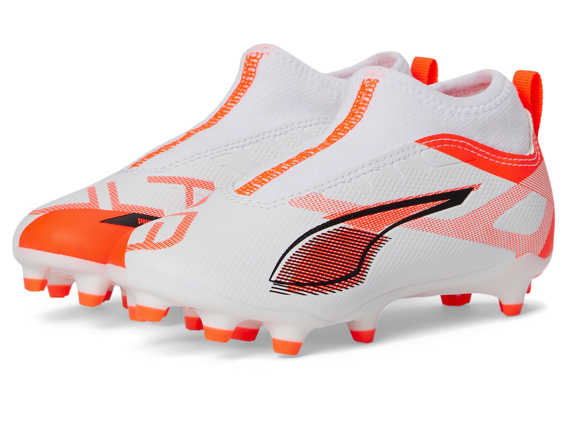 

Кроссовки PUMA Kids Ultra 5 Match+ Laceless Firm Ground/Artificial Ground, цвет PUMA White/PUMA Black/Glowing Red