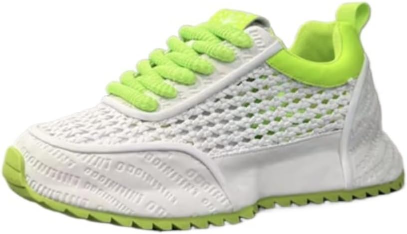 

Мужские вязаные кроссовки с платформой, дышащие шнурованные прогулочные обувь с эффектом увеличения роста для повседневной носки Azttoztto, зеленый