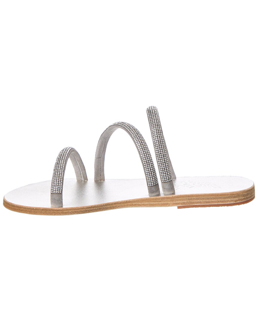 Древнегреческие сандалии Polytimi из замши с кристаллами Ancient Greek Sandals, серебряный — фото 2