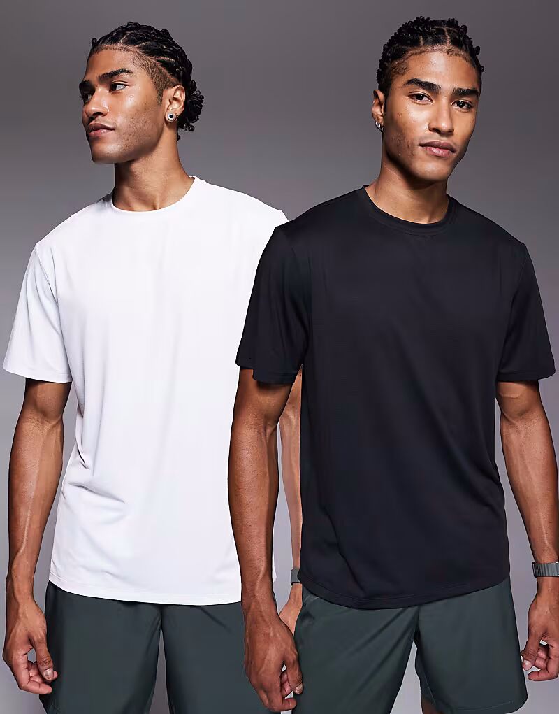 

Тренировочная футболка с быстросохнущими компонентами, комплект из 2 пар, черно-белого цвета 4505