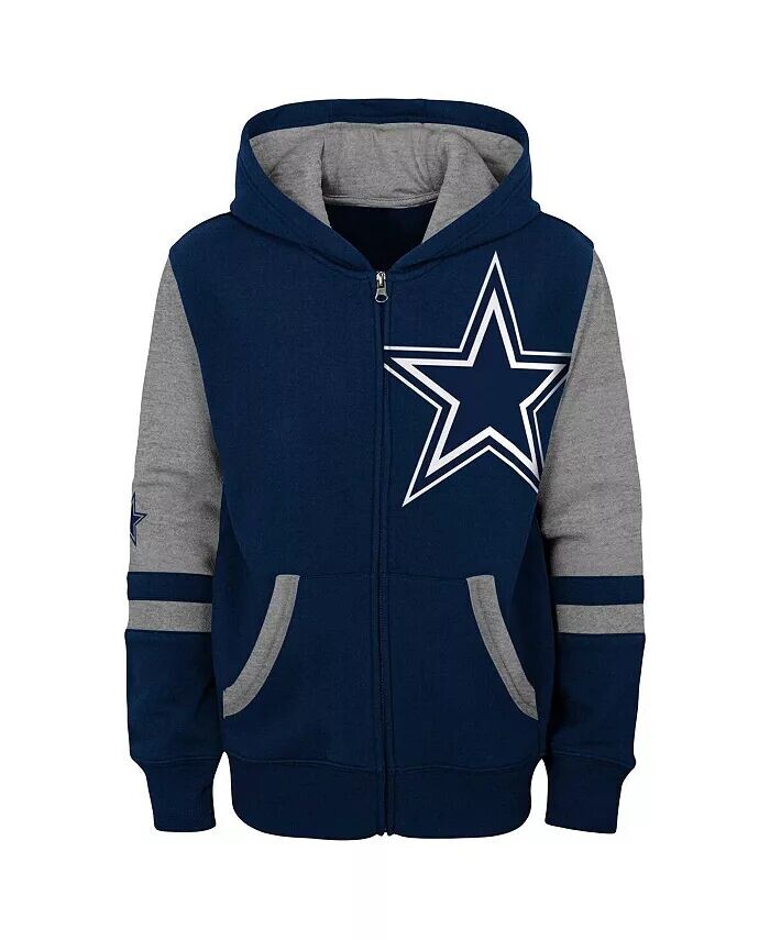 Темно-синяя толстовка с молнией во всю длину и цветными блоками Big Boys Dallas Cowboys Outerstuff, синий — фото 3