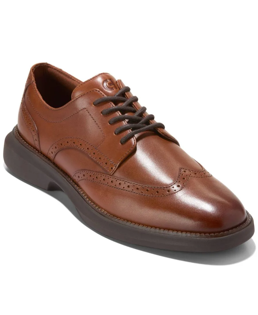 Мужские оксфорды Grand Shadowlite с перфорацией и шнуровкой Cole Haan, British Tan