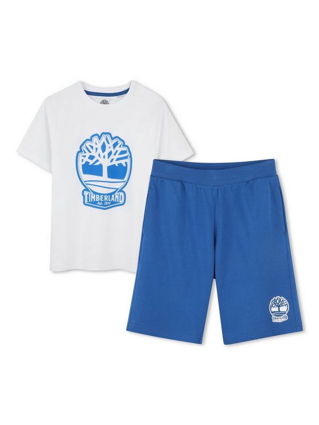 

Детский комплект пижамы с логотипом: футболка и бермуды Timberland, White/Multi