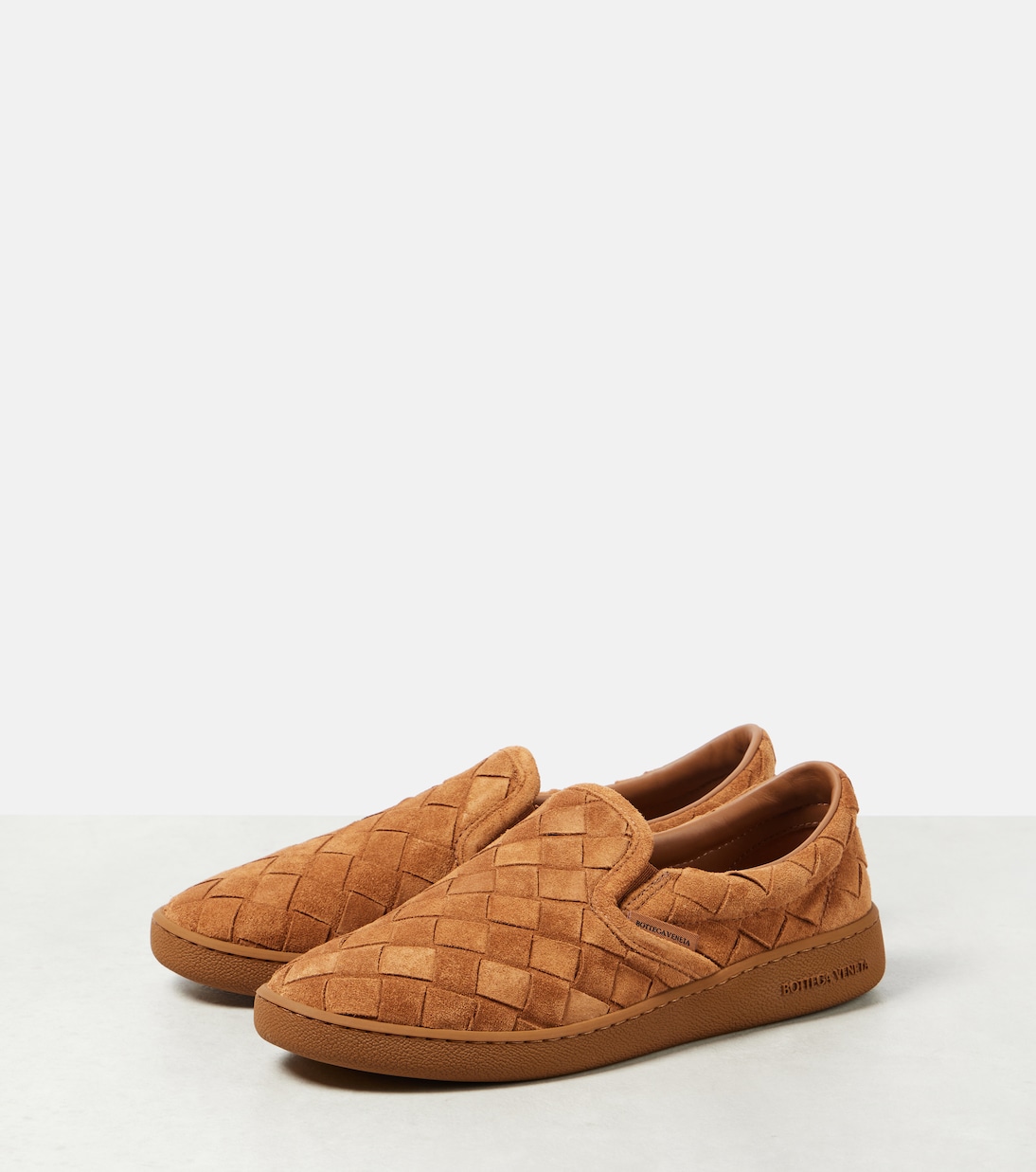 Слипоны Sawyer из замши Bottega Veneta, Caramel — фото 4