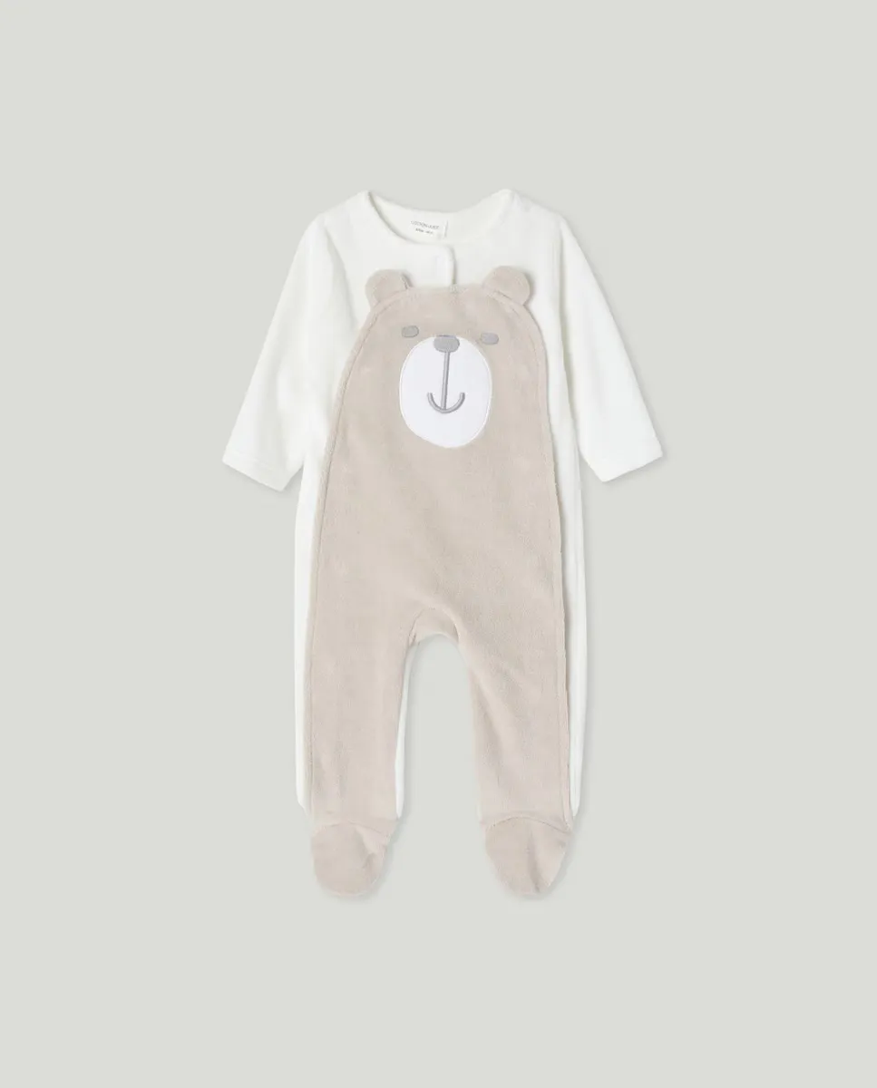 

Длинный комбинезон с липкой застежкой для мальчика Cotton Juice, коричневый