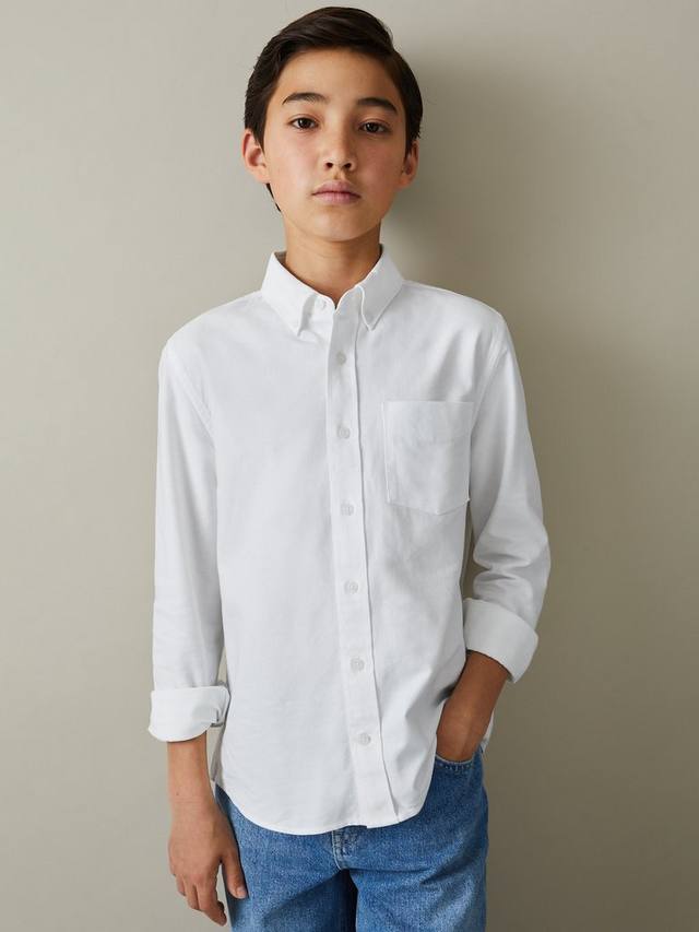 Детская рубашка Greenwich из хлопкового оксфорда Reiss, White — фото 3