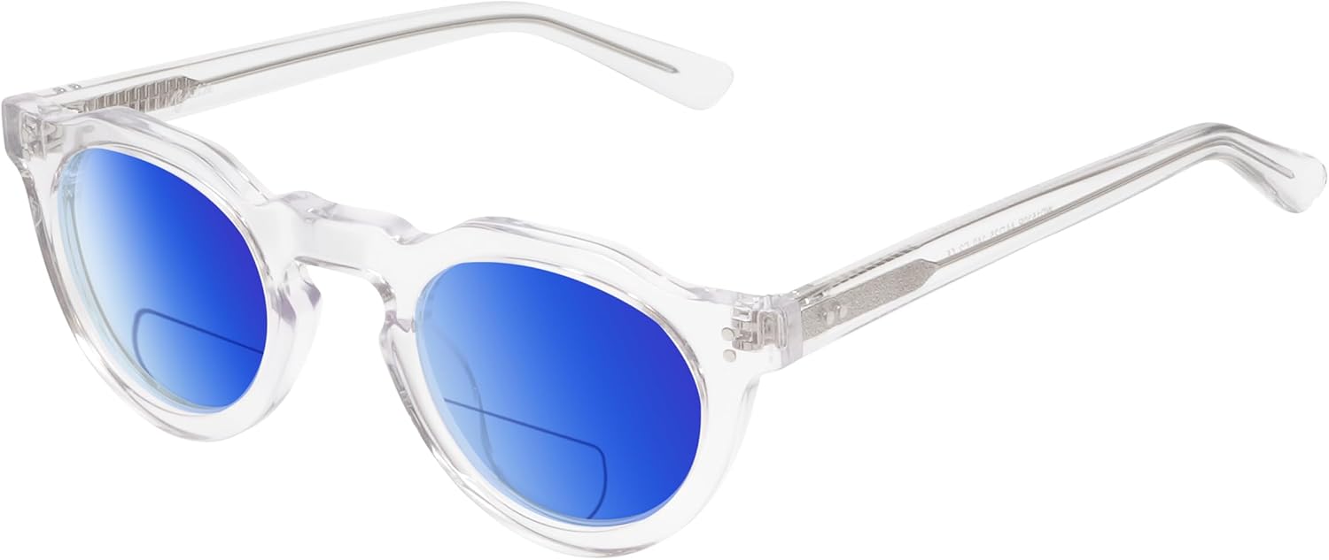 

Женские поляризованные бифокальные солнцезащитные очки Malayemys для чтения, с защитой от УФ-излучения, для спорта и вождения. Тонированные Reptile, Clear Crystal/Polarized Blue Mirror