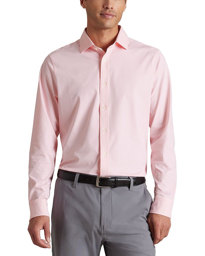 

Комфортная рубашка Commuter Slim Fit с полураспашным воротником Rhone, розовый