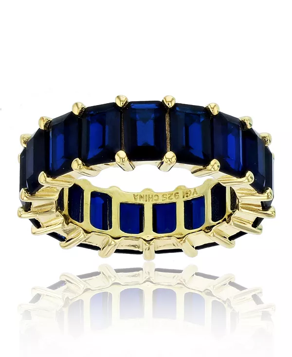 

Кольцо вечности из 14-каратного желтого золота с синей шпинелью изумрудной огранки Macy'S, blue