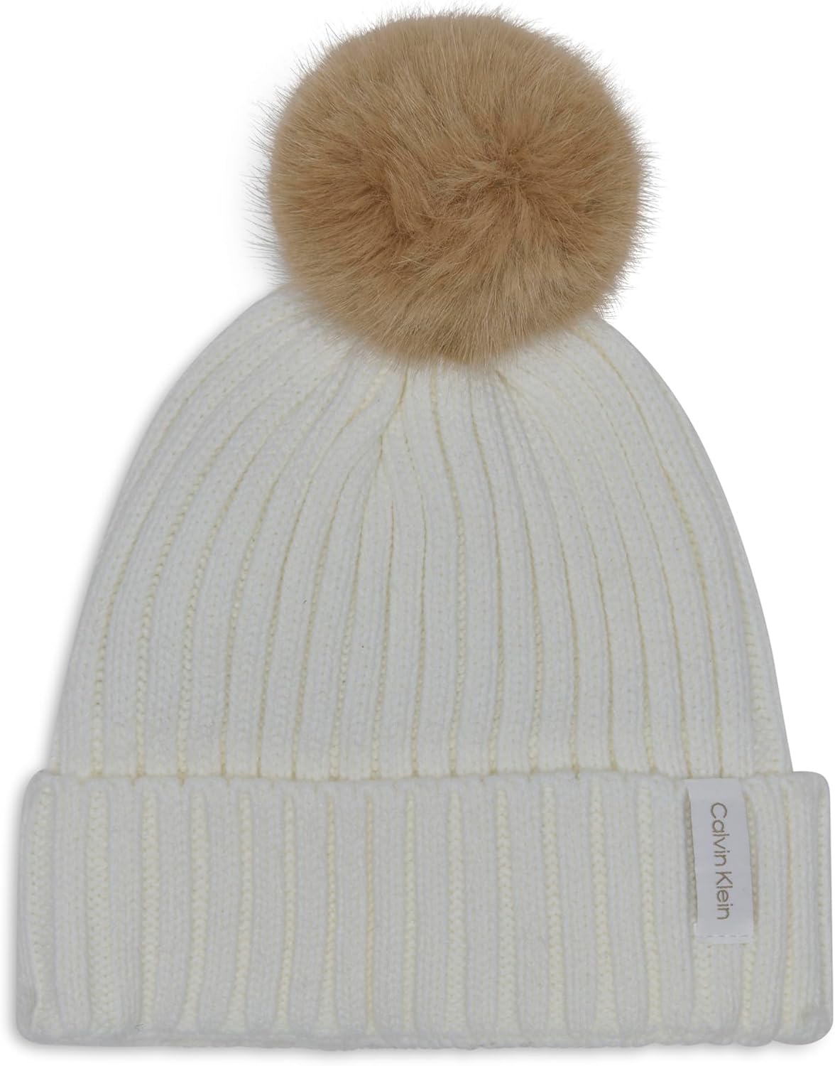 

Женская зимняя шапка-бини Calvin Klein с помпоном из искусственного меха и флисовой подкладкой Velboa, Cream