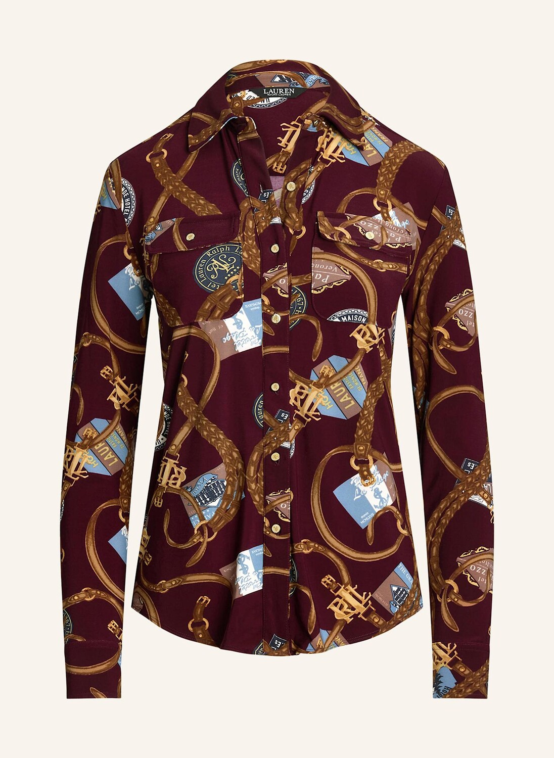 

Рубашка-блузка LAUREN RALPH LAUREN, темно-красный/серый/коричневый