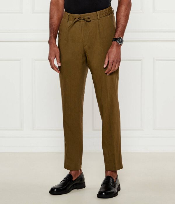

Льняные брюки p-perin-rds-pl-wg252 Slim fit Boss, хаки