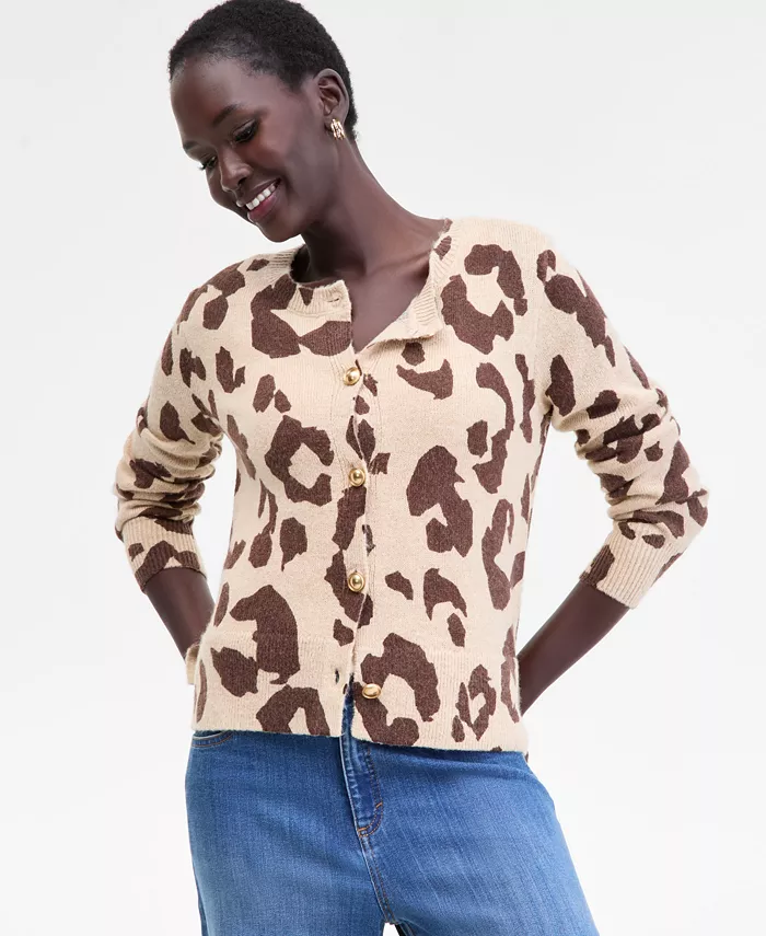 

Женский кардиган с анималистичным принтом I.N.C. International Concepts, загар/бежевый