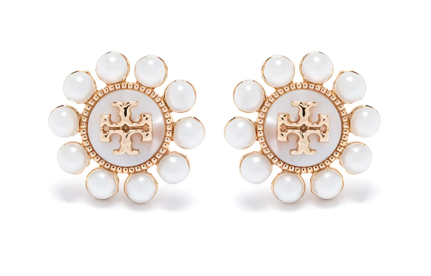 

Серьги-гвоздики Kira Flower с жемчугом TORY BURCH, золото/белый