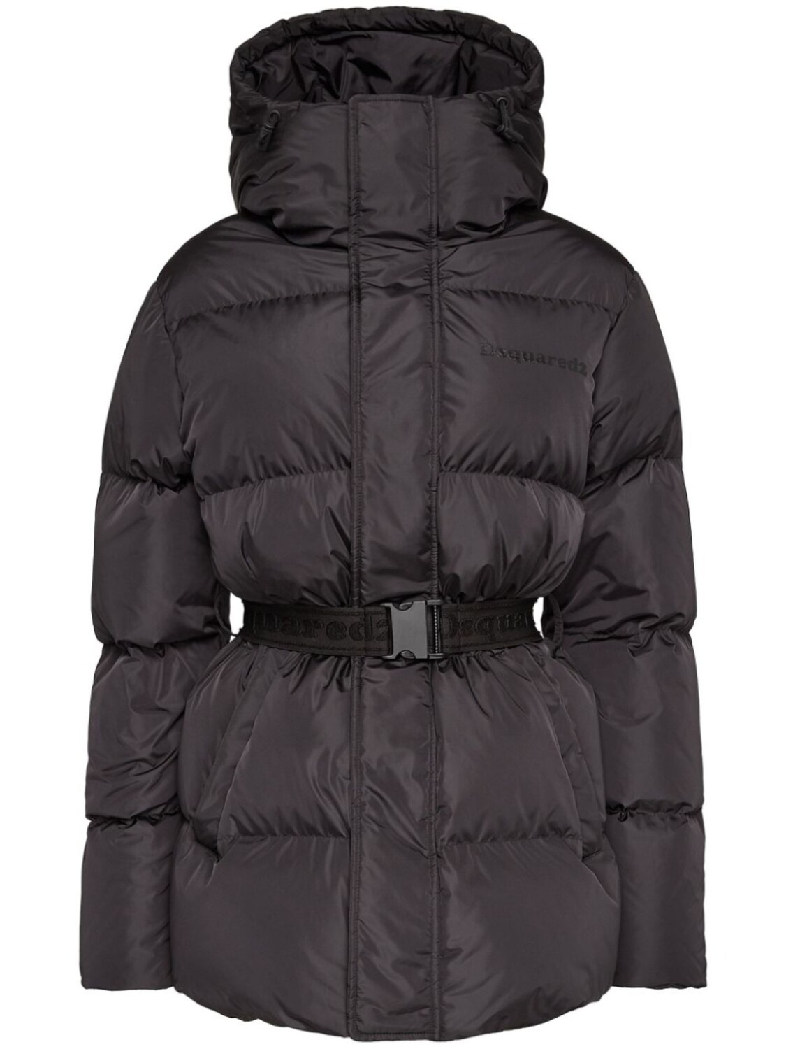 

DSQUARED2 стеганый пуховик с поясом, черный