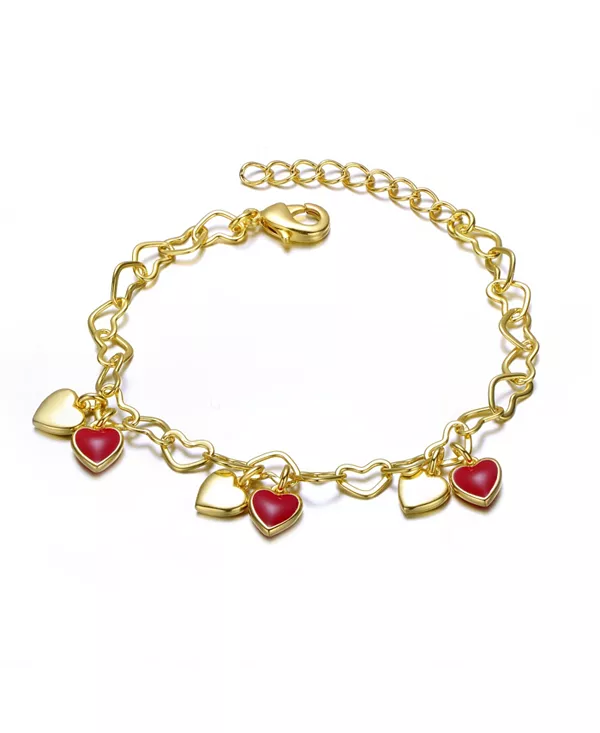 

Браслет с подвеской в виде сердца для малышей/детей, покрытый 14-каратным золотом, регулируемый Gigigirl, red