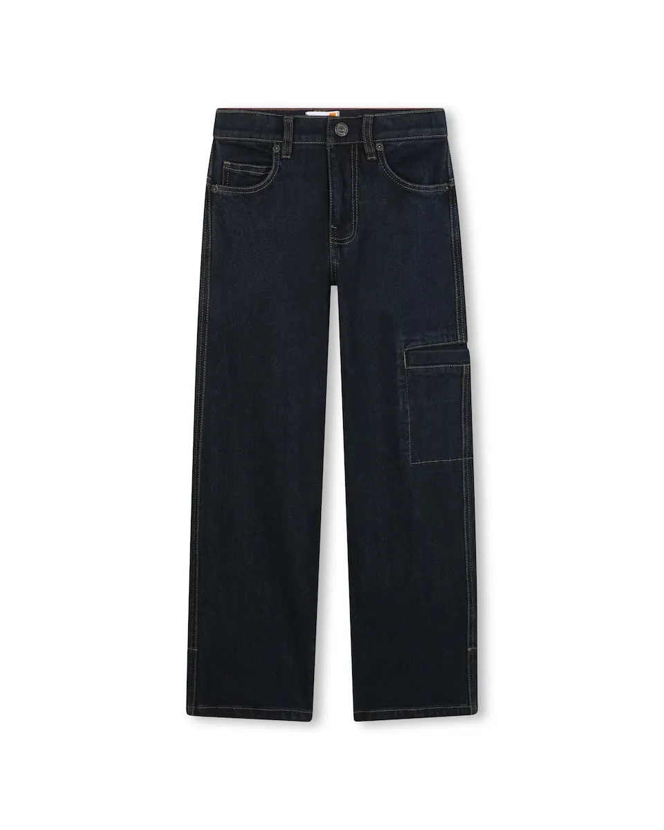 

Детские джинсы однотонного синего цвета Timberland