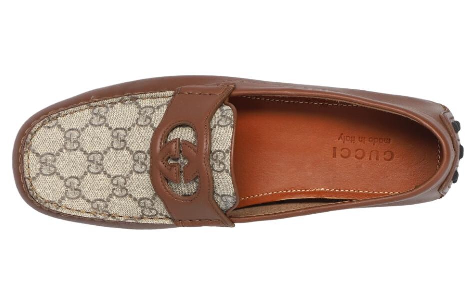 Слипоны мужские Gucci Interlocking, коричневый — фото 4