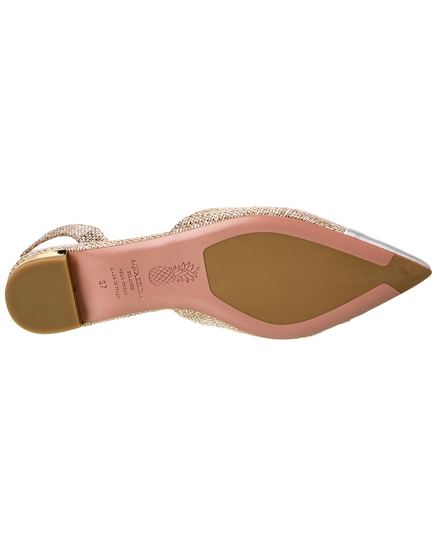 Туфли-лодочки Aquazzura Milanese из кожи Slingback Flat, золотой — фото 4