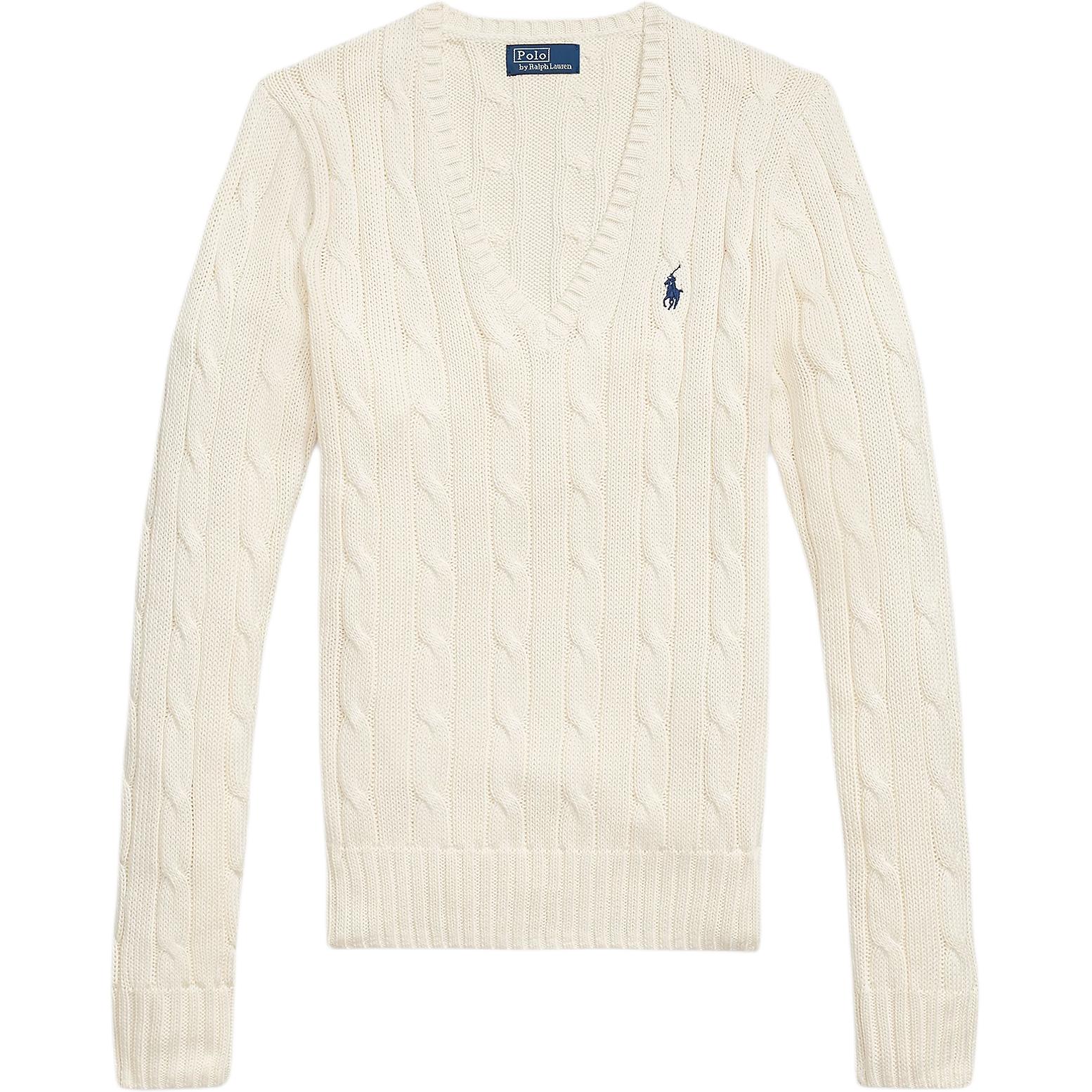 

Вязаный свитер с V-образным вырезом Polo Ralph Lauren, кремовый