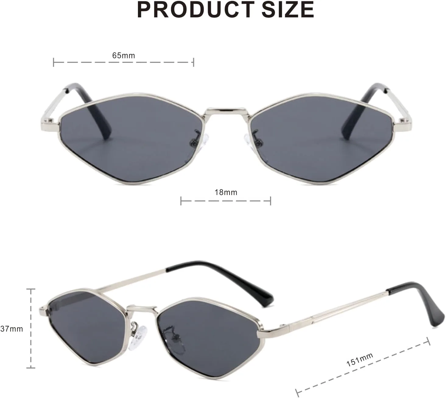 

Модные шестиугольные металлические солнцезащитные очки для женщин и мужчин, винтажные очки в узкой оправе, геометрические солнцезащитные очки Kyiduo, Silver/Black