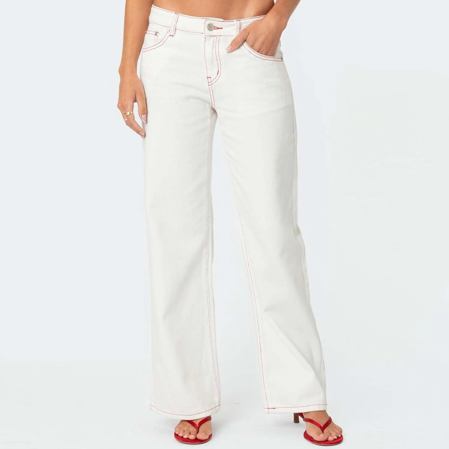 

Джинсы женские Mid Rise Casual Wide Leg Y2k 90s Baggy Denim Pants Akklian