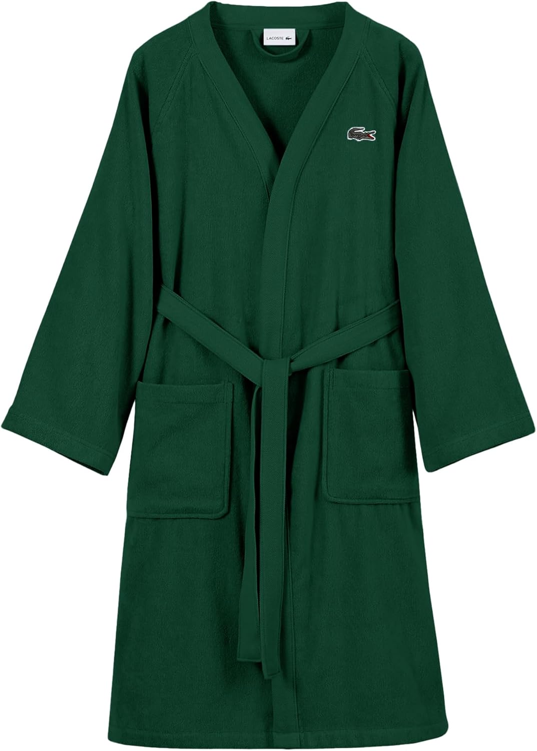 Lacoste Classic Pique халат, 100% мягкий хлопковый махровый материал, унисекс взрослый банный халат, впитывающий и быстросохнущий, один размер подходит большинству, Eden — фото 2