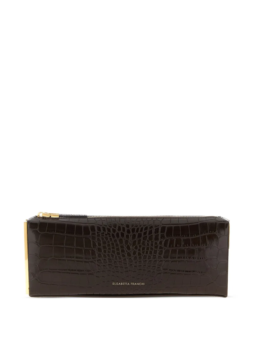 

Маленький клатч с тиснением под кожу крокодила Elisabetta Franchi, коричневый