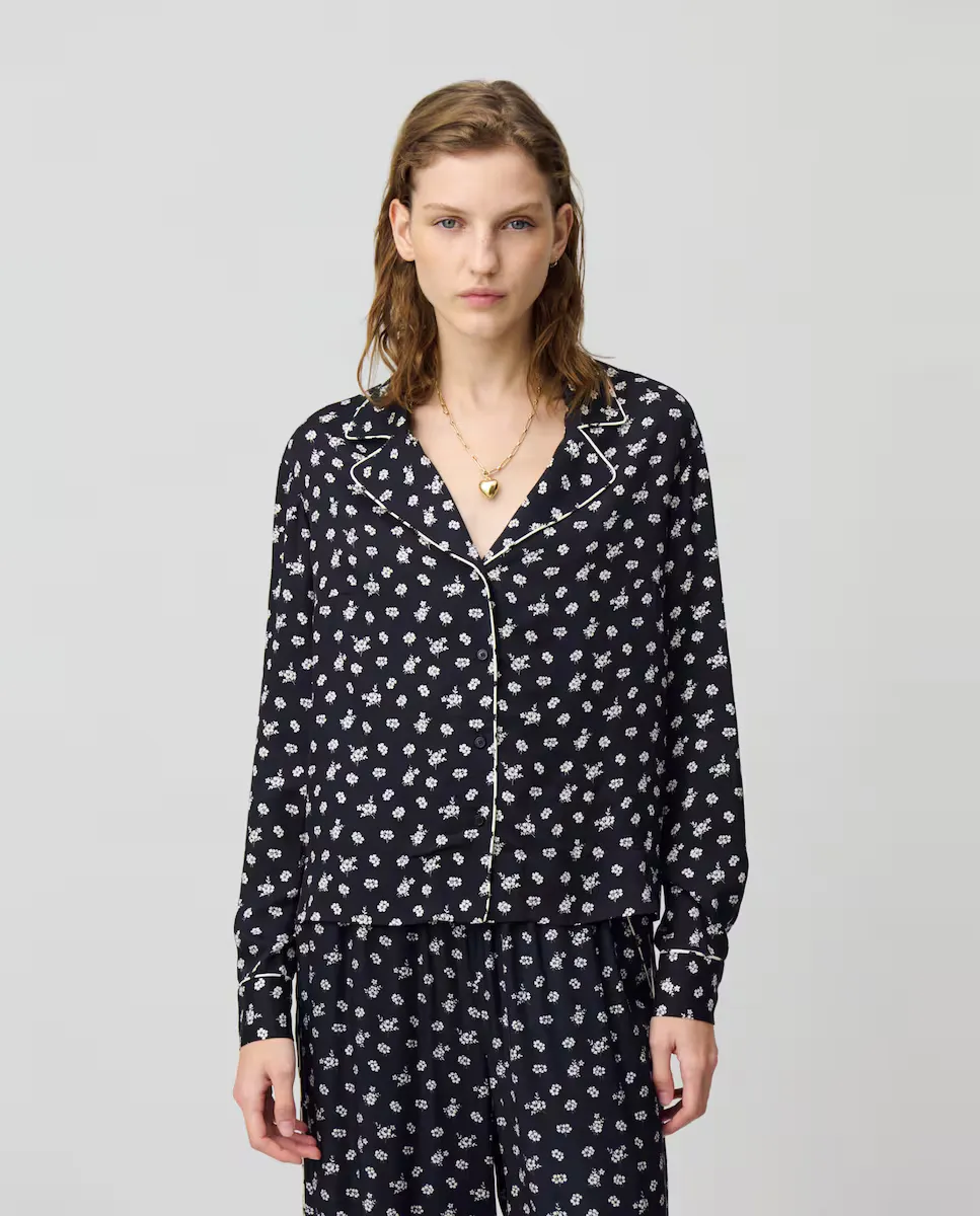 

Женская короткая струящаяся рубашка Claudie Pierlot, черный