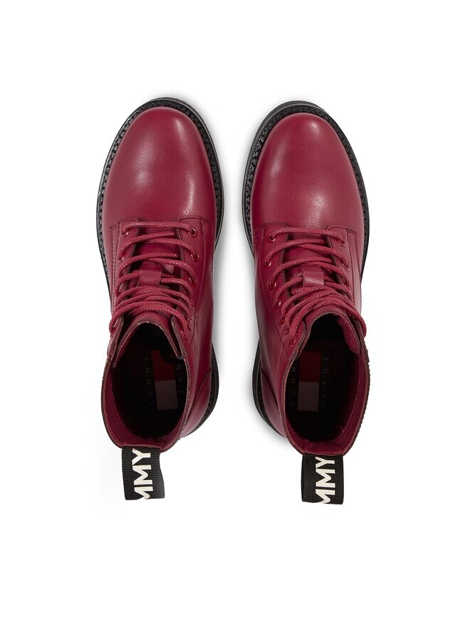 Ботильоны Tommy Jeans Tjw Lace Up Flat EN0EN02310, темно-красный — фото 3