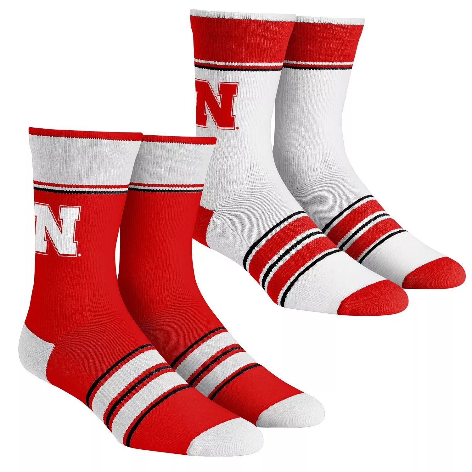 

Набор из 2 носков Youth Rock Em Nebraska Huskers в несколько полосок Team Crew Unbranded