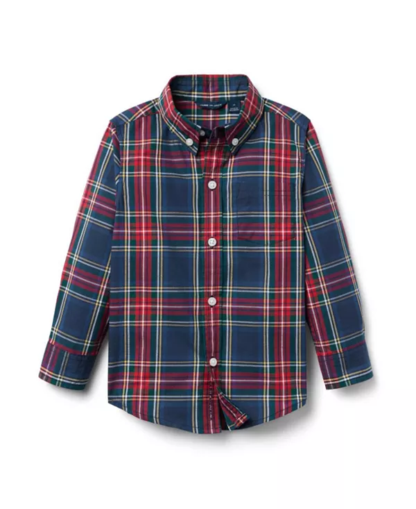 

Рубашка из поплина в клетку унисекс - для младенцев, маленьких детей, детей постарше. Janie And Jack, синий