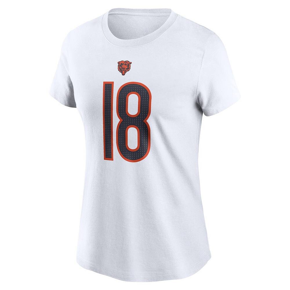 Женская футболка Nike Caleb Williams White Chicago Bears с именем и номером драфта НФЛ 2024 года в первом раунде, цвет Brs White — фото 2