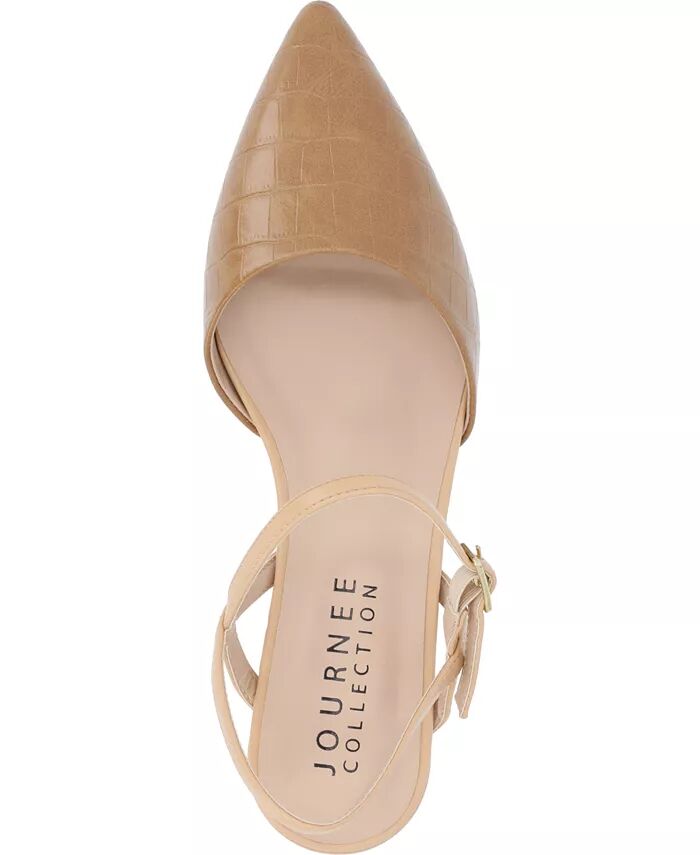 Женские туфли Brynn Block Heel с острым носком Journee Collection, коричневый/бежевый — фото 4