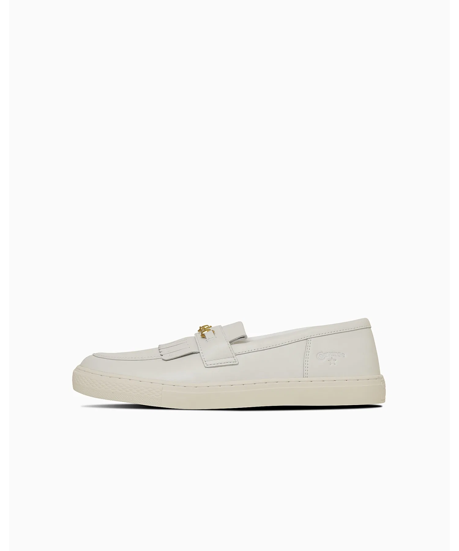 Унисекс кожаные лоферы Converse All Star Coupe GB с золотистой пряжкой белые — фото 2