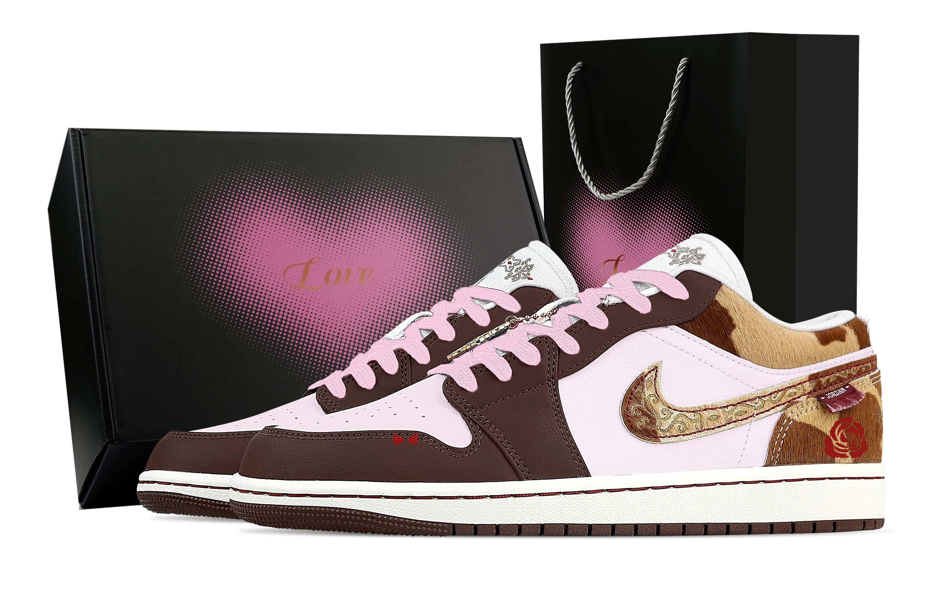 

Jordan Кроссовки Air 1 Moonset Galaxy, Heart Box Abrasion Resistant низкие винтажные баскетбольные мужские розовые