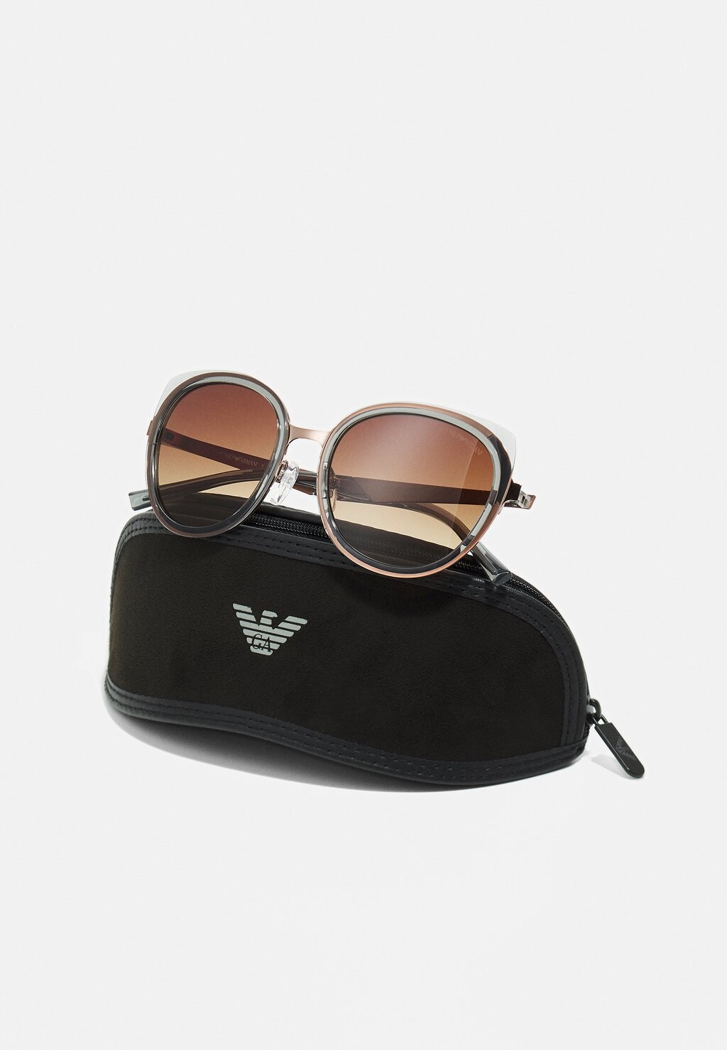 

Солнцезащитные очки Emporio Armani, блестящее розовое золото/серый