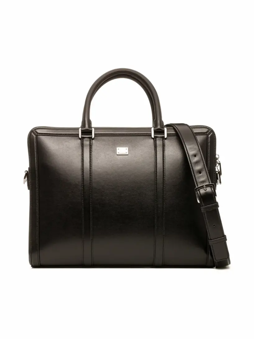 

Кожаный портфель с логотипом Dolce&Gabbana, черный