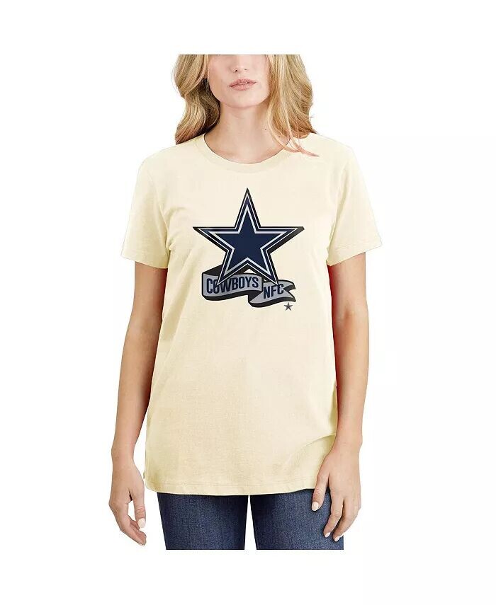 

Женская кремовая футболка Dallas Cowboys Chrome с боковой линией New Era