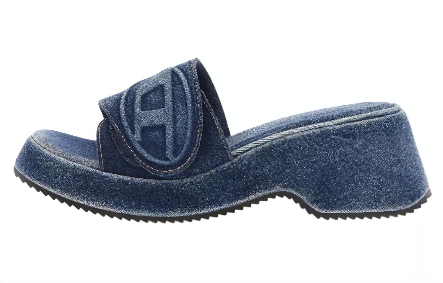 Женские джинсовые сандалии Diesel с вышитым логотипом Oval D Pf W, синие