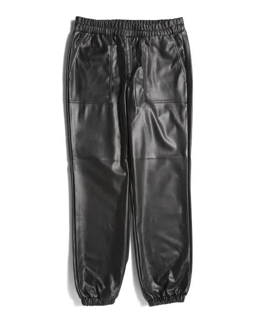 

Джоггеры из искусственной кожи для больших девочек Blank Nyc, цвет Black Leather