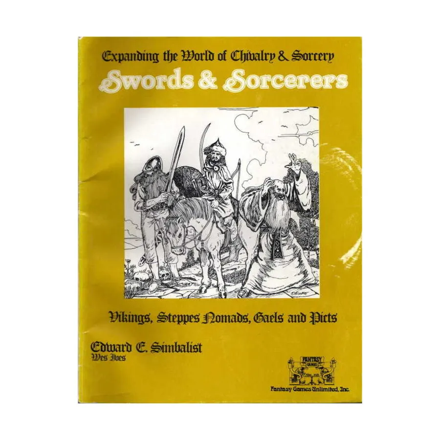 

Swords & Sorcerers (1st Edition, Thick, Yellow Cover), Chivalry & Sorcery (Fantasy Games Unlimited), мягкая обложка