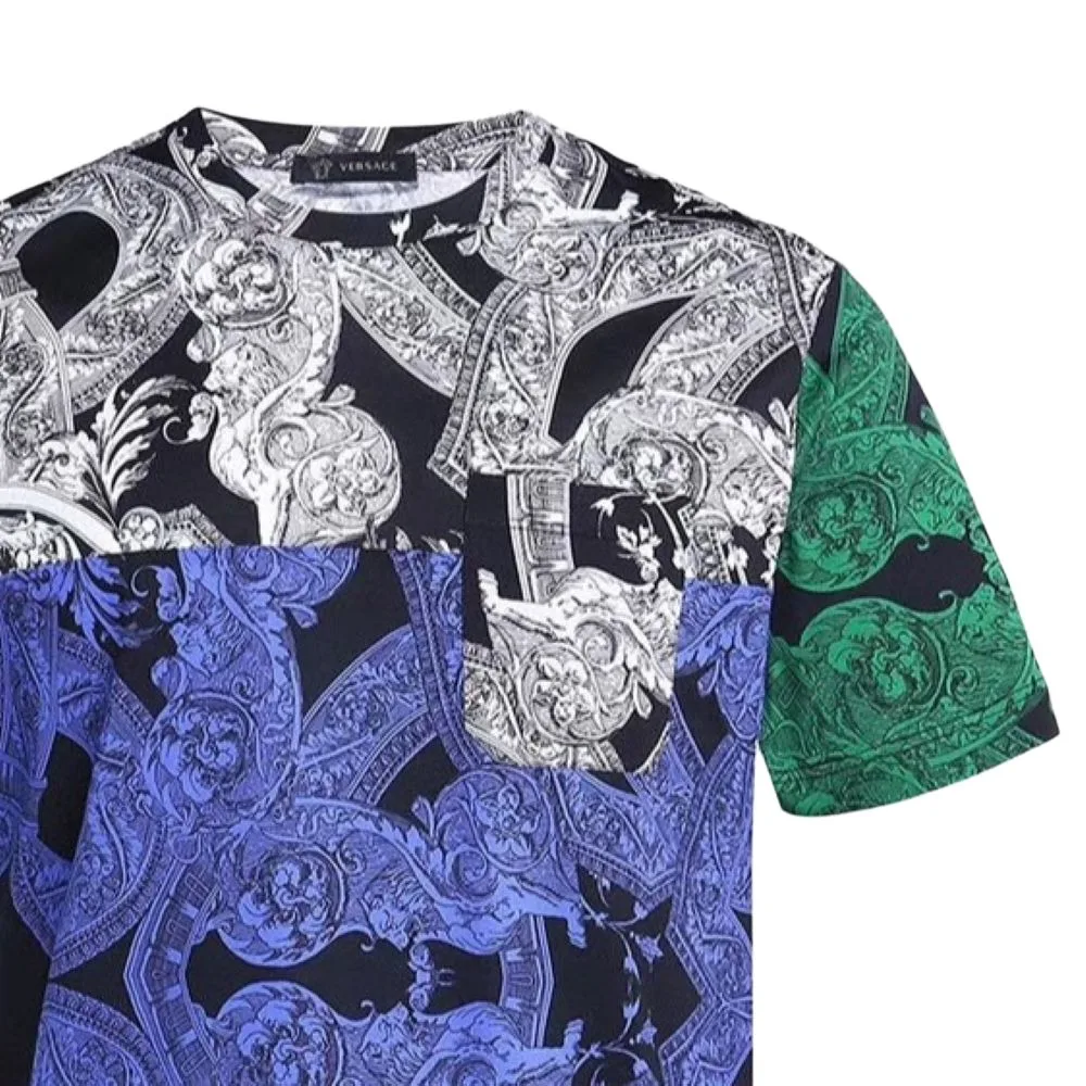 VERSACE Футболка мужская Multicolor Crew Neck Moderate Straight Fit — фото 4