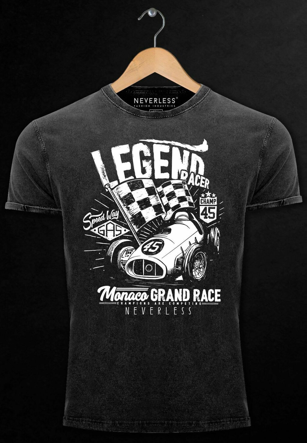 

Футболка с принтом VINTAGE AUTO RENNEN LEGEND RACER HOTROD OLDSCHOOL O Neverless, черный