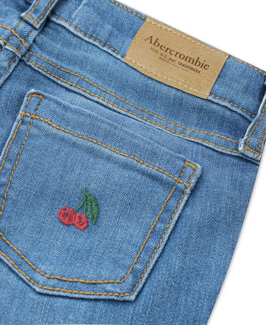 Детские джинсы-клеш с вишневым принтом для девочек 2T-5T Abercrombie Kids, синий — фото 4