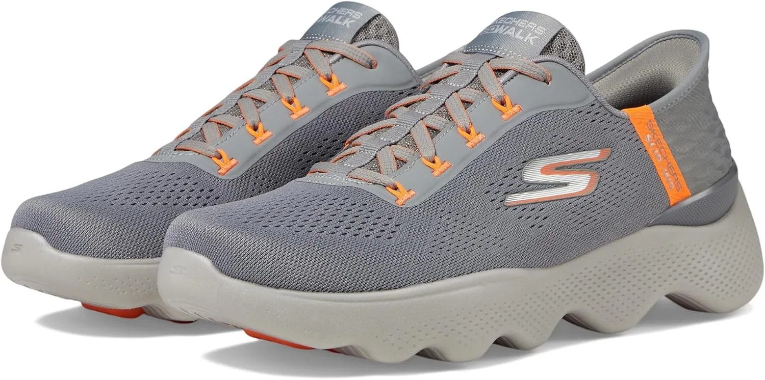 Мужские кроссовки Skechers Hands-Free Go Walk Massage Fit Swedish, Grey-Orange