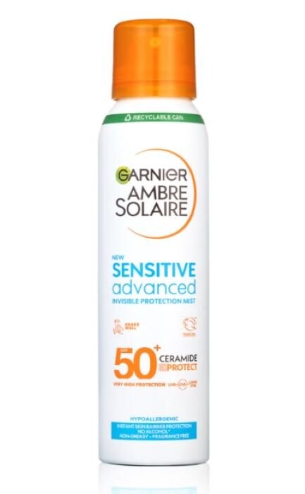 

Garnier, Ambre Solaire Sensitive Advanced SPF50, спрей, 150 мл