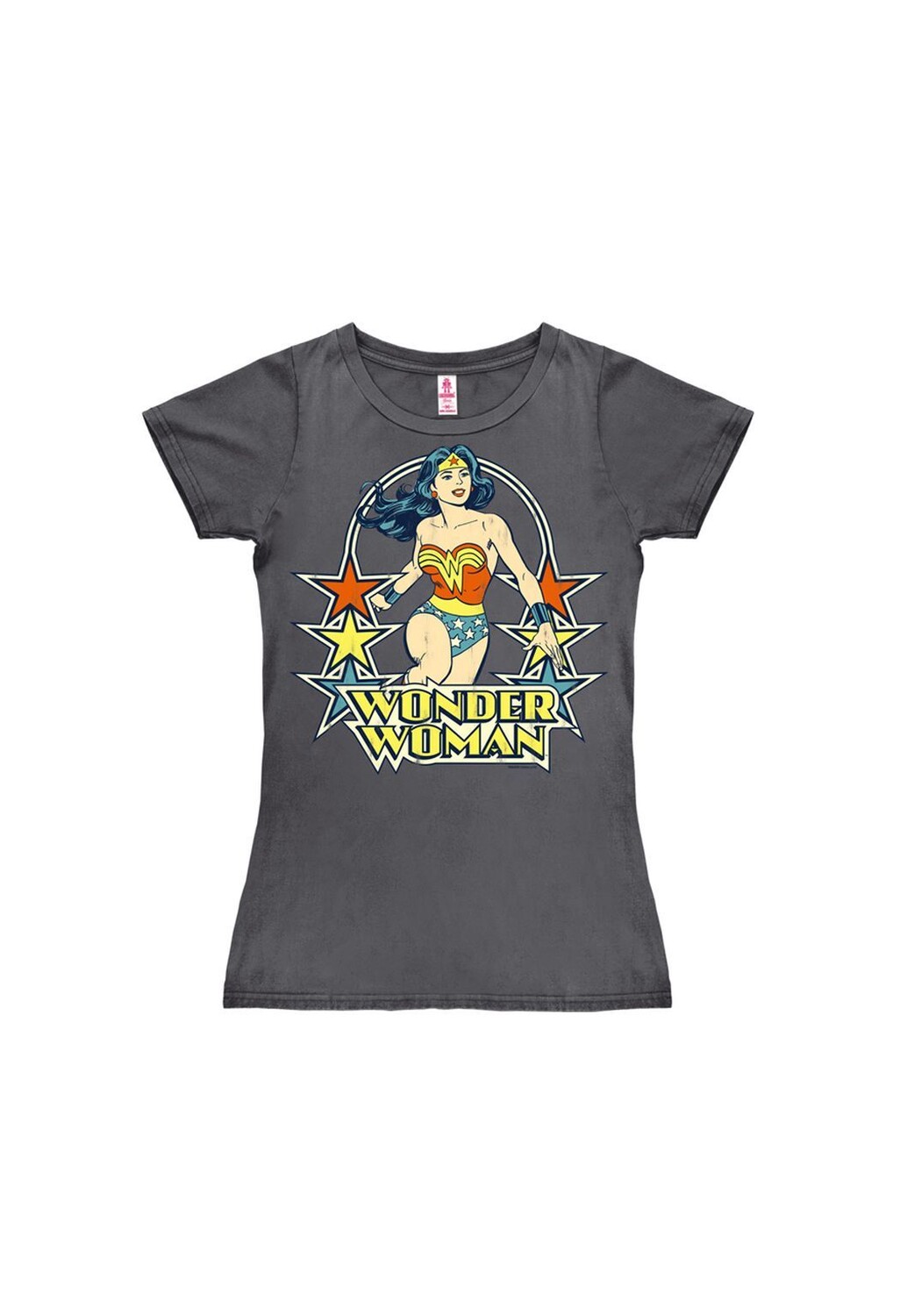 

Новая футболка для девочек DC - Чудо-женщина - Звезды LOGOSHIRT, темно-серый