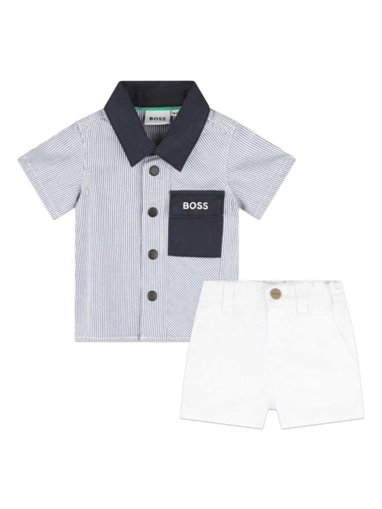 

BOSS Kidswear комплект из шортов и рубашки с вышитым логотипом, синий